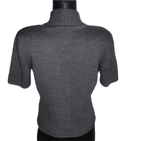 Simons Importation D'Italia Gray Knit Wool Blend Short Sleeve Cardigan L - Picture 5 of 7